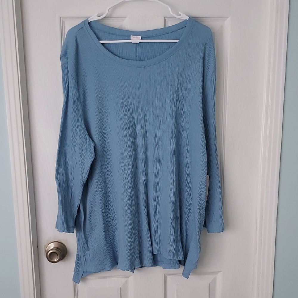Light Blue Long Sleeve Textured Women’s Top